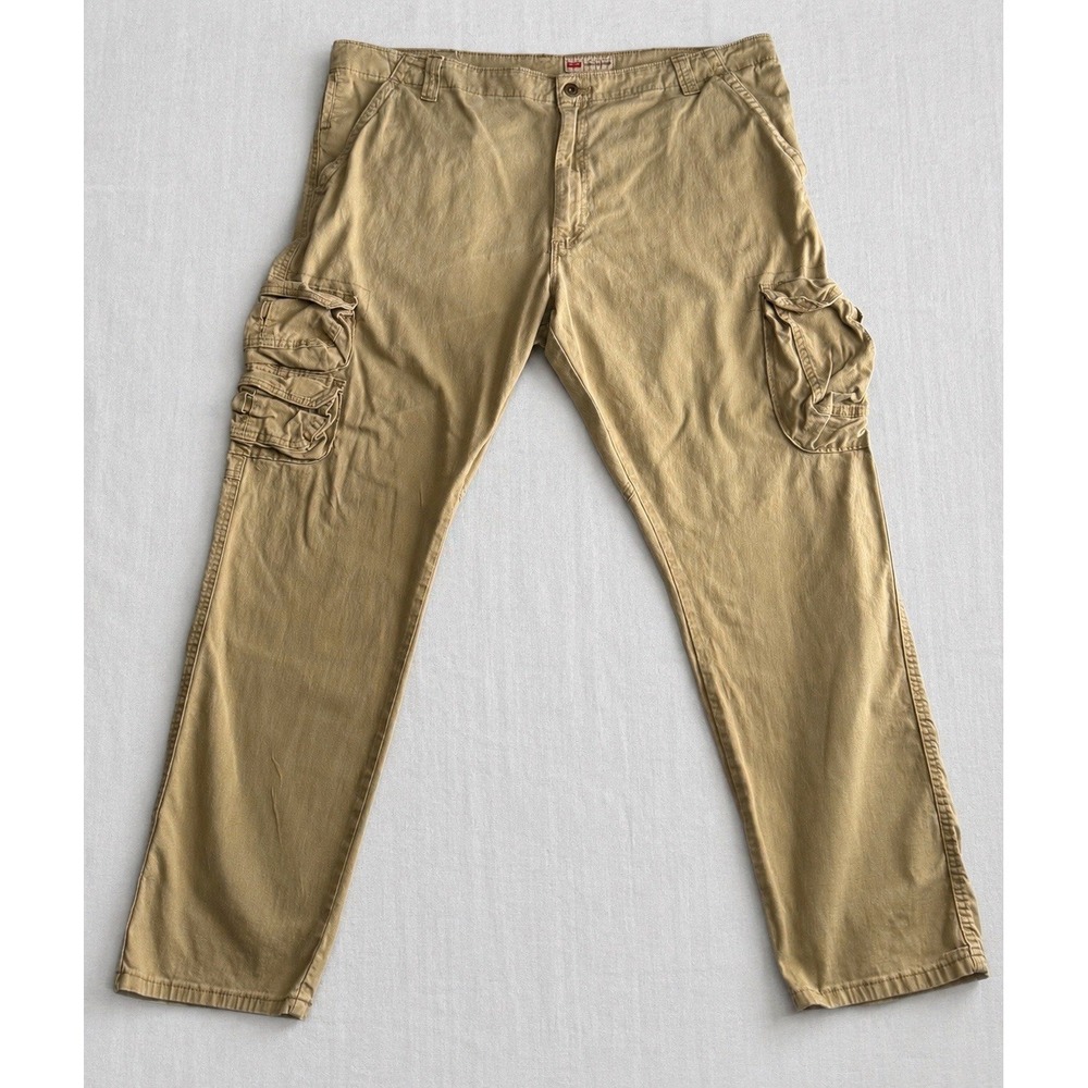 Wrangler Cargo Pants Men 42x30 Khaki Regular Taper Utility Beige